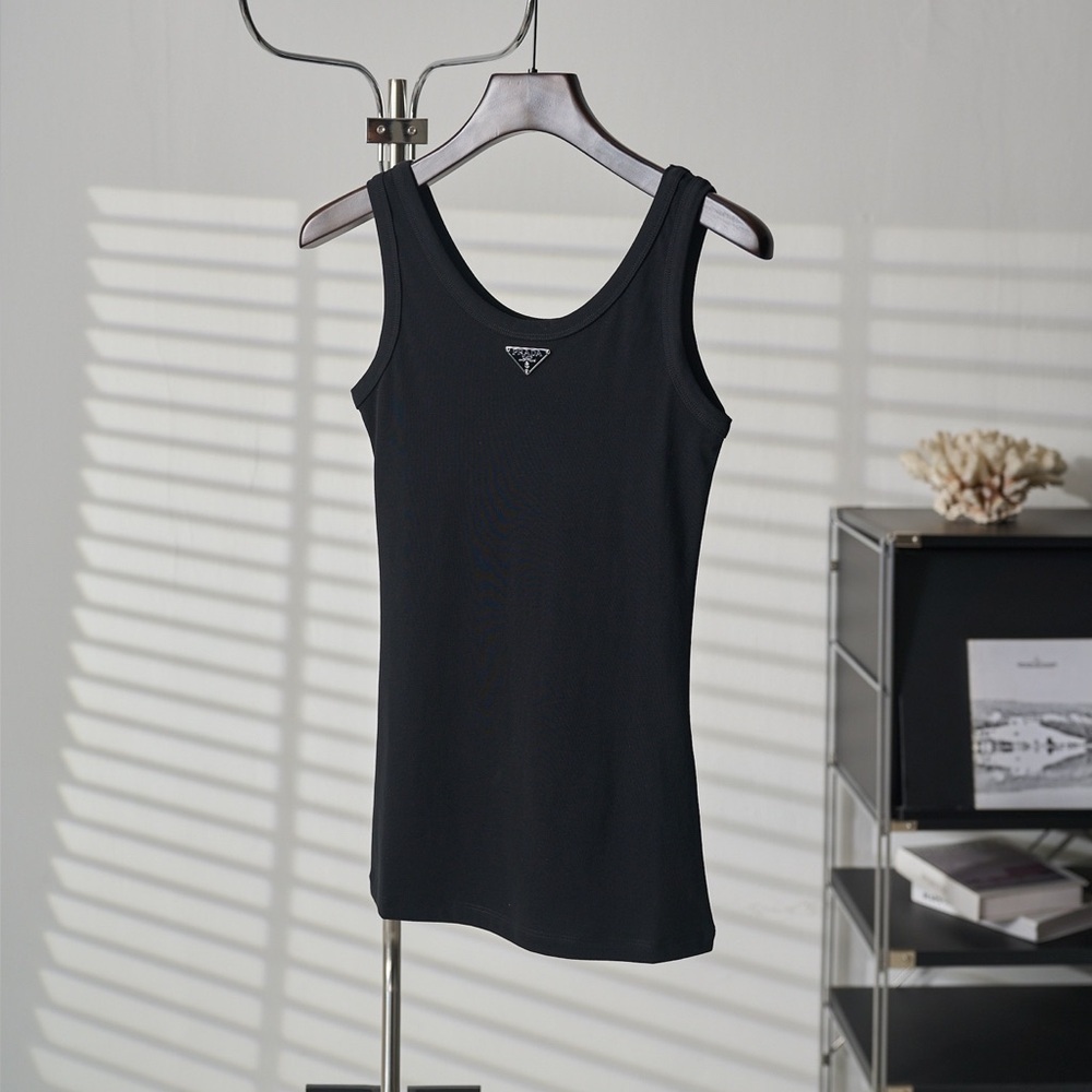 Prada Branded Black Slim Fit Tank Top
